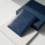 Navy croco-embossed folio sleeve
